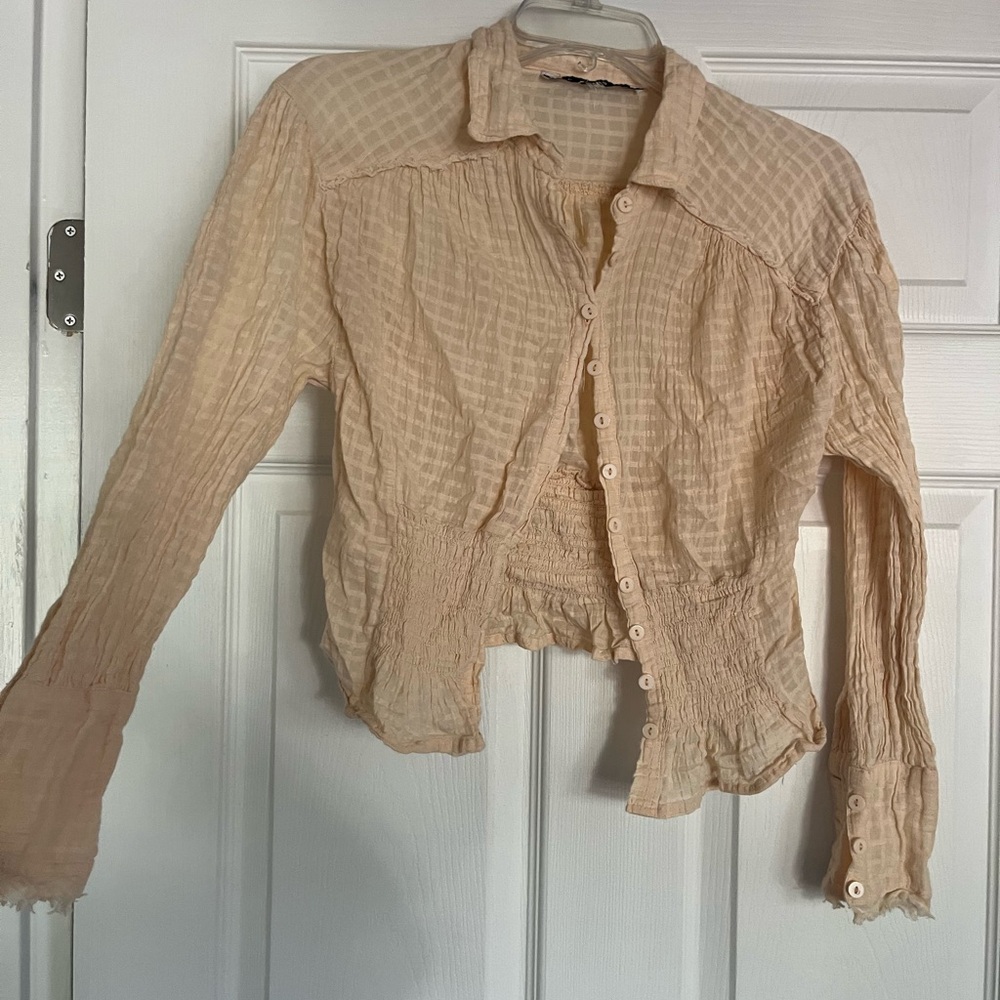 Women's Cream Button-Up Top